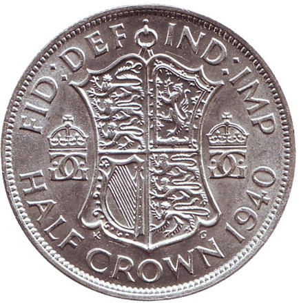 Монета 1/2 кроны. 1940 год, Великобритания.
