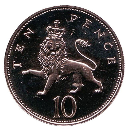 Монета 10 пенсов. 1985 год, Великобритания. BU.