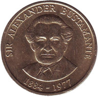 Александр Бустаманте - национальный герой Ямайки. Монета 1 доллар. 1992 год, Ямайка. 