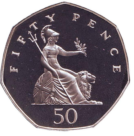 Монета 50 пенсов. 1982 год, Великобритания. Proof.