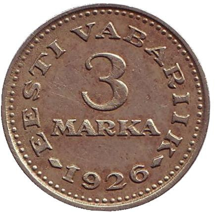 Монета 3 марки. 1926 год, Эстония.