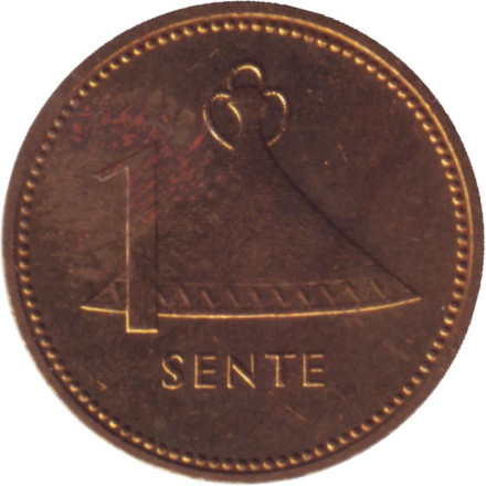 Монета 1 сенте. 1983 год, Лесото. VF-XF. Соломенная шляпа народа Басуто.