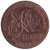 Гибель Грейс Келли. Монета 10 франков, 1982 год, Монако.