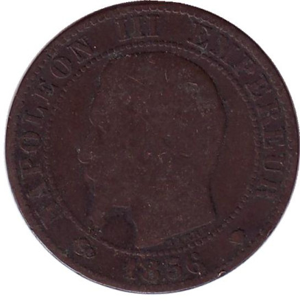 Монета 5 сантимов. 1856 год (MA), Франция. Наполеон III.