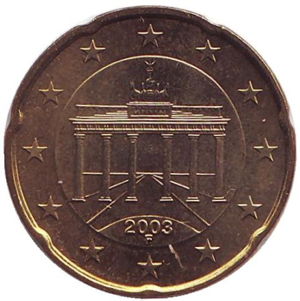 Монета 20 центов. 2003 год (F), Германия.