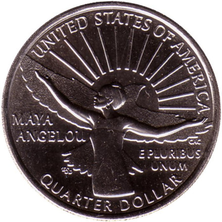 Монета 25 центов. 2022 год (D), США. Майя Анжелу. Серия "Американские женщины".