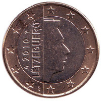 Монета 1 евро. 2010 год, Люксембург.