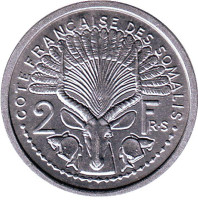 Антилопа. Монета 2 франка. 1959 год, Французский берег Сомали.