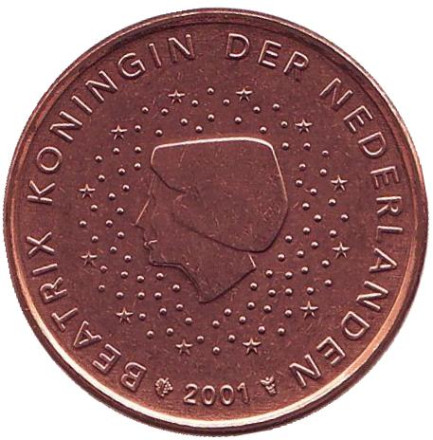 Монета 5 евроцентов. 2001 год, Нидерланды.