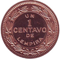 Монета 1 сентаво. 1992 год, Гондурас.
