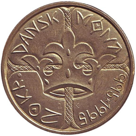 Монета 20 крон. 1995 год, Дания. 1000 лет чеканке Датских монет.