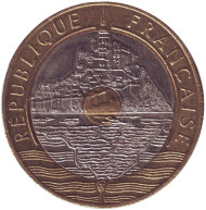 Монета 20 франков. 1993 год, Франция. Остров Мон-Сен-Мишель. Монета 20 франков. 1993 год, Франция. Остров Мон-Сен-Мишель.