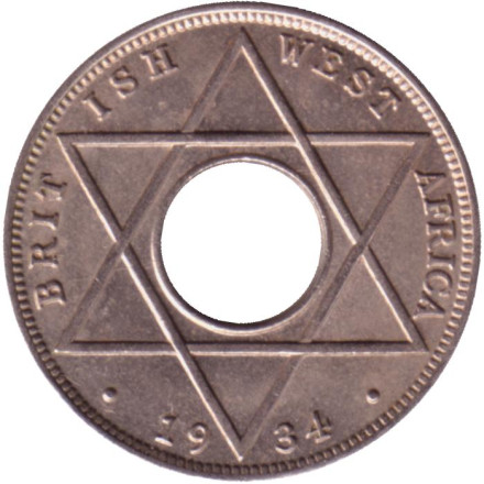 Монета 1/10 пенни. 1934 год, Британская Западная Африка.