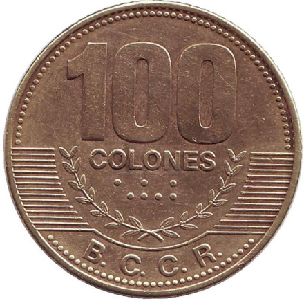 Монета 100 колонов, 2007 год, Коста-Рика.