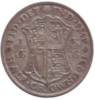 Монета 1/2 кроны. 1931 год, Великобритания. Монета 1/2 кроны. 1931 год, Великобритания.