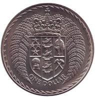 Монета 1 доллар. 1973 год, Новая Зеландия. Введение десятичной денежной системы. Монета 1 доллар. 1973 год, Новая Зеландия. Введение десятичной денежной системы.