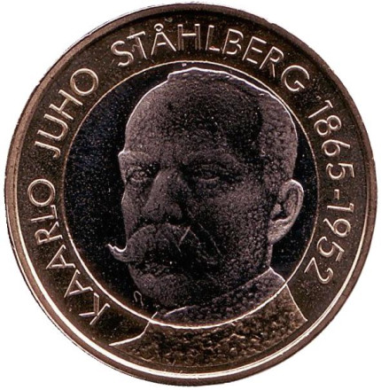 Монета 5 евро. 2016 год, Финляндия. Каарло Юхо Стольберг.