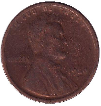 Монета 1 цент. 1920 год (D), США. Линкольн.