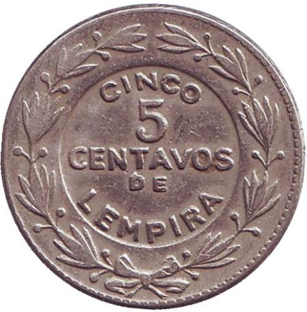 Монета 5 сентаво. 1972 год, Гондурас.