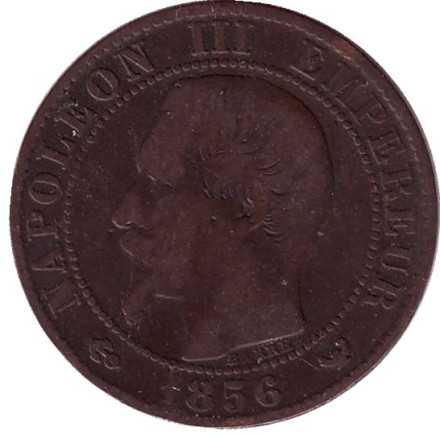 Монета 5 сантимов. 1856 год (W), Франция. Наполеон III.