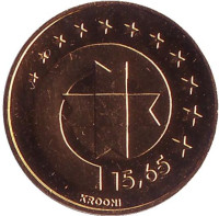 80-летие Банка Эстонии. Монета 15,65 крон. 1999 год, Эстония.