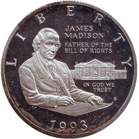 Билль о правах. Джеймс Мэдисон. Монета 50 центов (S). 1993 год, США.