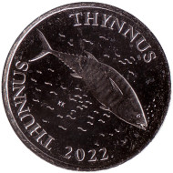 Монета 2 куны. 2022 год, Хорватия. Тунец. Монета 2 куны. 2022 год, Хорватия. Тунец.
