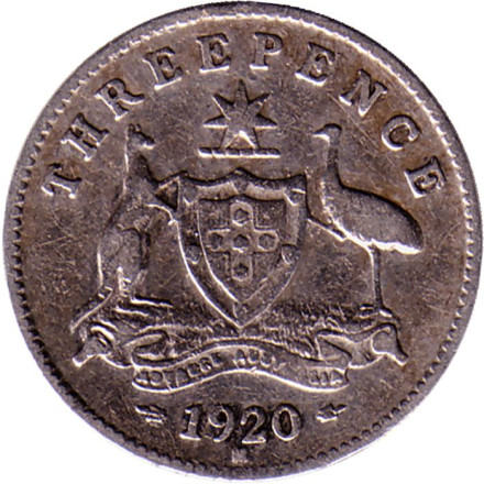 Монета 3 пенса. 1920 год, Австралия.