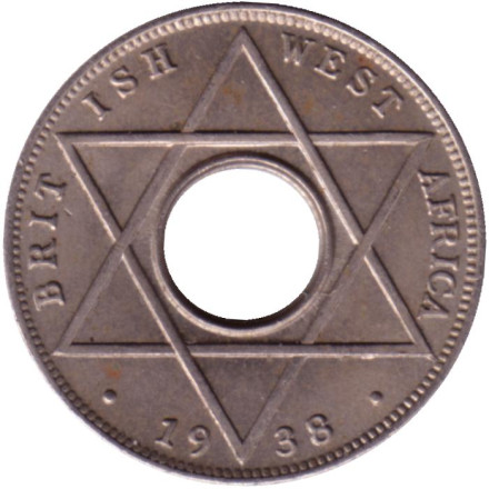 Монета 1/10 пенни. 1938 год, Британская Западная Африка. (Без отметки монетного двора).