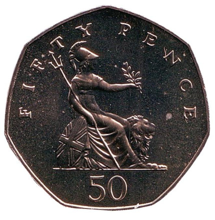 Монета 50 пенсов. 1985 год, Великобритания. BU.