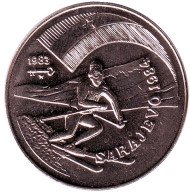 Монета 1 песо. 1983 год, Куба. Олимпиада в Сараево 1984 года. Горнолыжник. Монета 1 песо. 1983 год, Куба. Олимпиада в Сараево 1984 года. Горнолыжник.