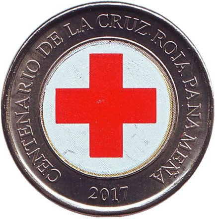 Монета 1 бальбоа. 2017 год, Панама. 100 лет Красному кресту.