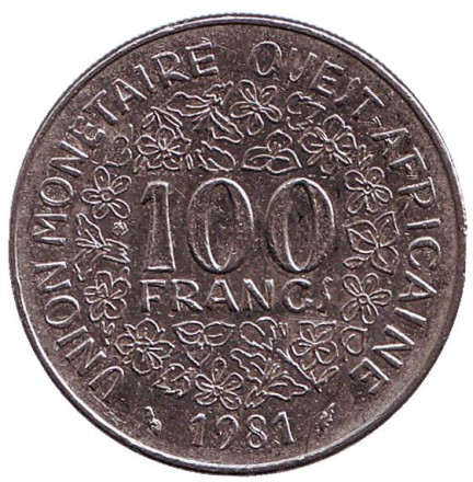 Монета 100 франков. 1981 год, Западные Африканские Штаты.