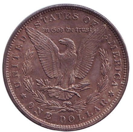 Монета 1 доллар. 1896 год, США. (Без отметки монетного двора) Моргановский доллар.