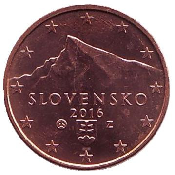 Монета 1 цент. 2016 год, Словакия.