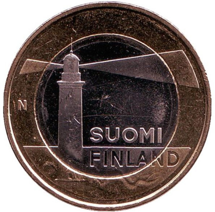 Монета 5 евро. 2013 год, Финляндия. Аландские острова. (Маяк).