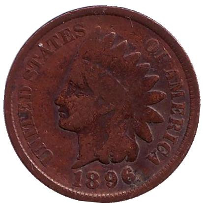 Монета 1 цент. 1896 год, США. Индеец.