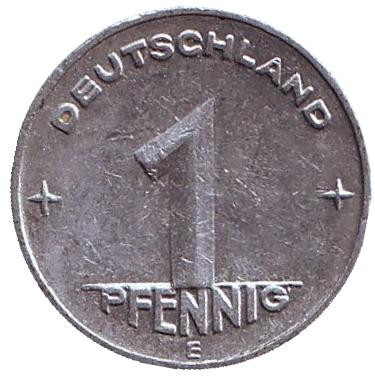 Монета 1 пфенниг. 1950 год (E), ГДР.