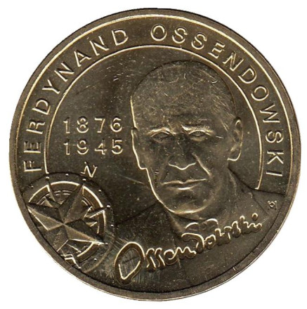 Монета 2 злотых, 2011 год, Польша. Фердинанд Оссендовский.