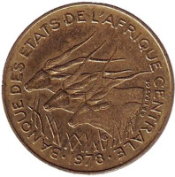 Африканские антилопы. (Западные канны). Монета 5 франков. 1978 год, Центральные Африканские штаты.