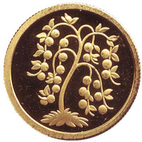 Золотая яблоня. Монета 1 лат. 2007 год, Латвия.