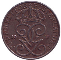 Монета 5 эре. 1942 год, Швеция. (железо)