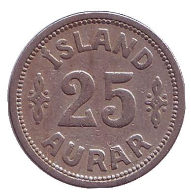 Монета 25 аураров. 1923 год, Исландия.