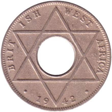 Монета 1/10 пенни. 1942 год, Британская Западная Африка.