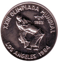 Монета 1 песо. 1983 год, Куба. Олимпиада в Лос-Анджелесе. Дзюдо. Монета 1 песо. 1983 год, Куба. Олимпиада в Лос-Анджелесе. Дзюдо.