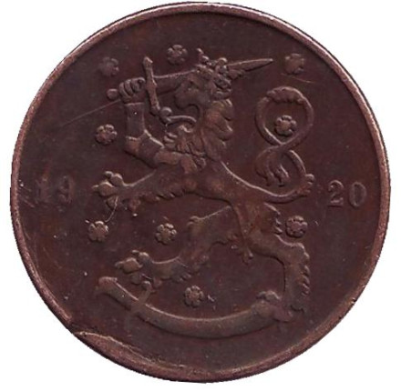Монета 10 пенни. 1920 год, Финляндия.