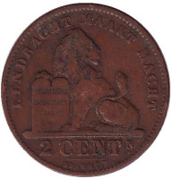 Монета 2 сантима. 1905 год, Бельгия. (Der Belgen)