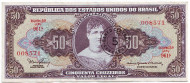Банкнота 50 крузейро (с надпечаткой 5 сентаво). Бразилия. Банкнота 50 крузейро (с надпечаткой 5 сентаво). Бразилия.