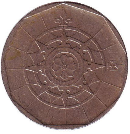 Монета 20 эскудо. 1986 год, Португалия. Роза ветров.
