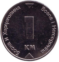 Монета 1 конвертируемая марка. 2008 год, Босния и Герцеговина. Монета 1 конвертируемая марка. 2008 год, Босния и Герцеговина.